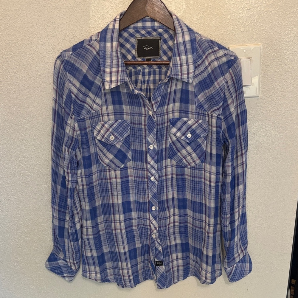 Rails Blue and White Plaid Shirt